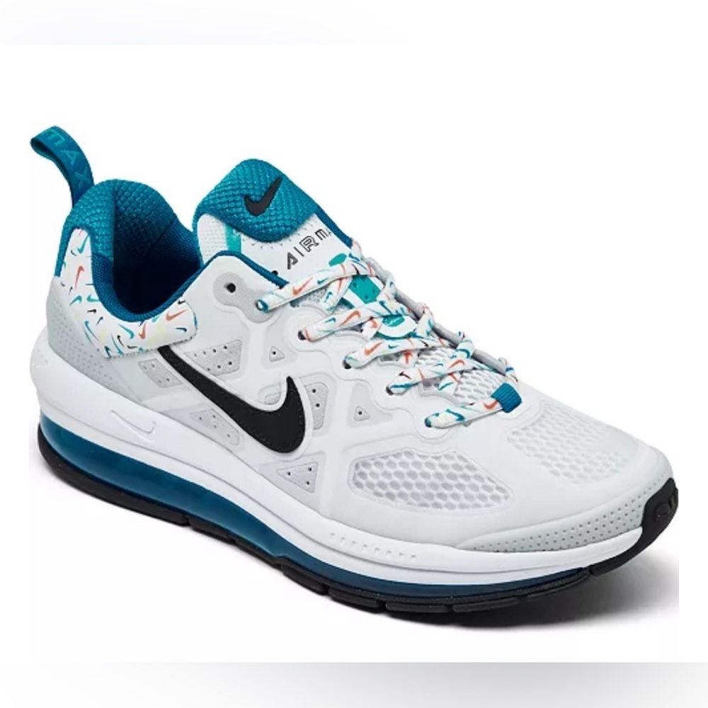 Nike Big Boys Air Max Genome Confetti Running White and Blue Sneakers